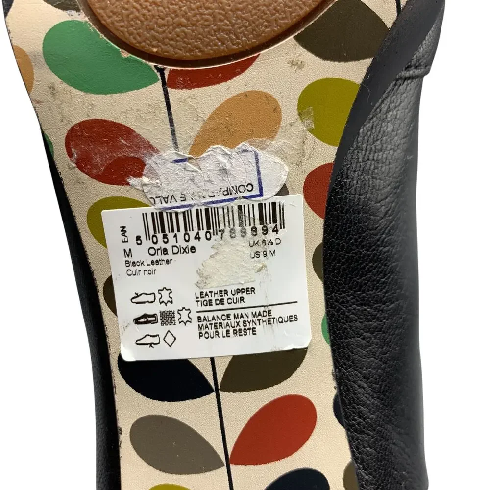 Orla Kiely Clarks Dixie Platform Boots US 9M Black Leather Dark Academia Witchy - Picture 10 of 12